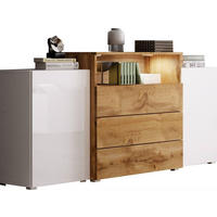 SIDEBOARD  in 150/68,7/32,5 cm  - Weiß Hochglanz/Eiche Wotan, LIFESTYLE, Holzwerkstoff/Kunststoff (150/68,7/32,5cm) - P & B