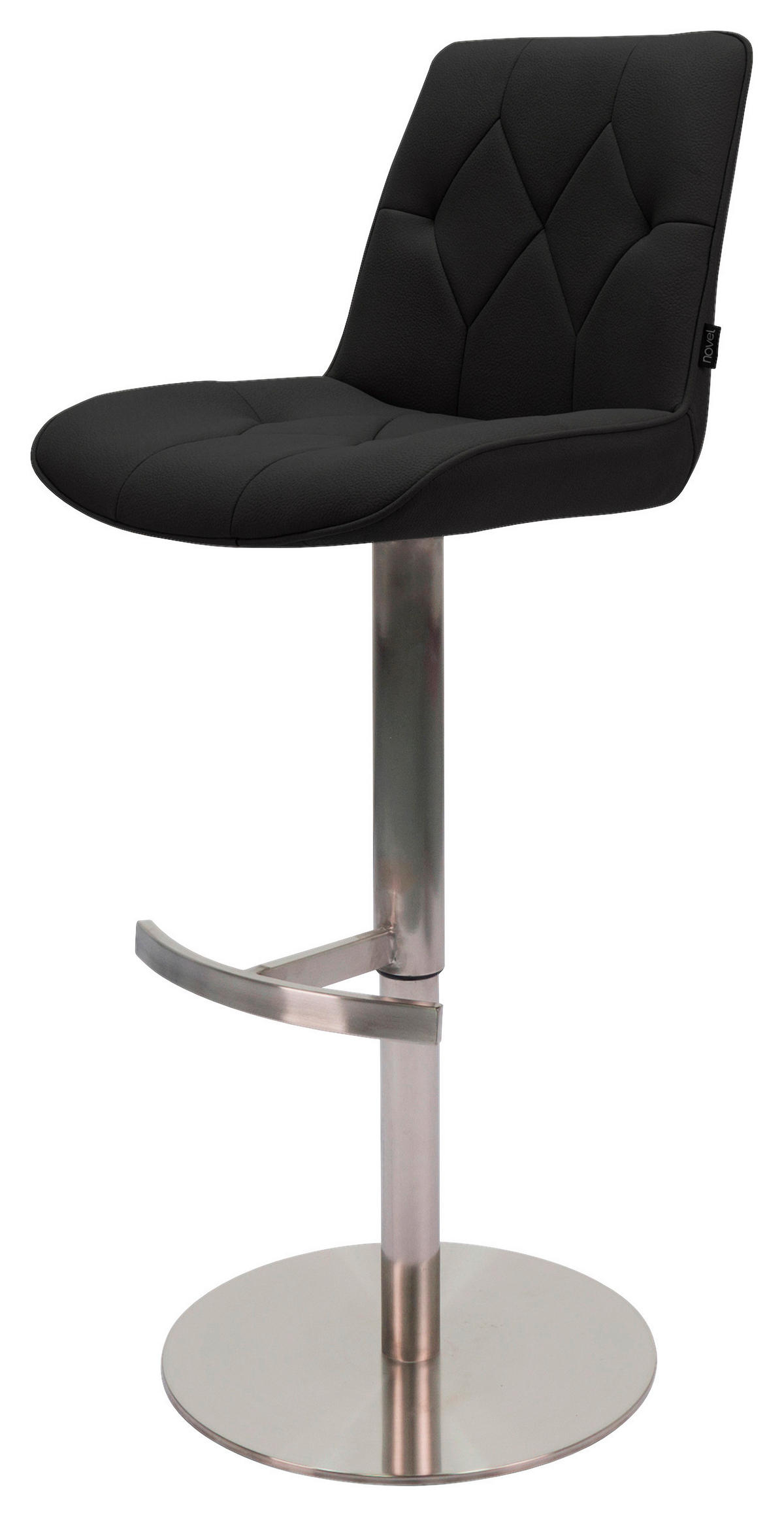 BAROVÁ STOLIČKA, čierna, farba ušľachtilej ocele - čierna/farba ušľachtilej ocele, Design, kov/textil (44/86-110,5/54,5cm) - Novel