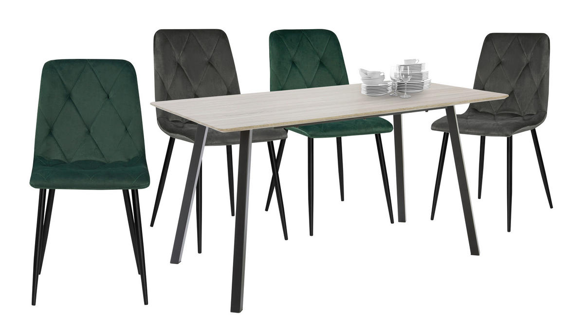 JÍDELNÍ STŮL, černá, barvy dubu, 140/80/75 cm - černá/barvy dubu, Design, kov/kompozitní dřevo (140/80/75cm) - Carryhome