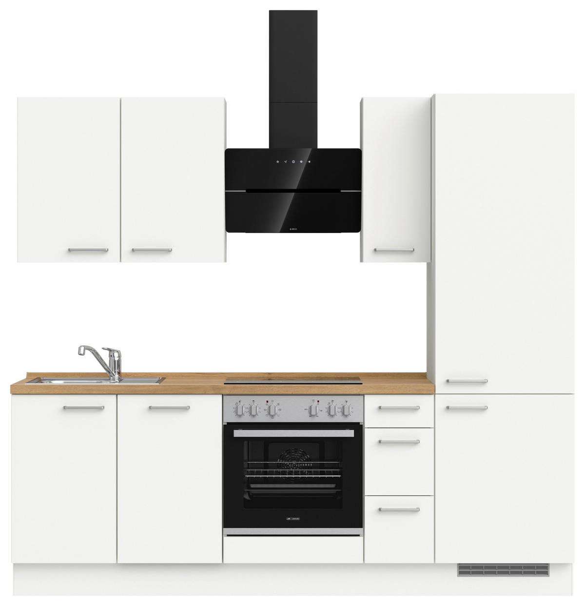 KÜCHENLEERBLOCK 240 cm   in Weiß, Eichefarben  - Edelstahlfarben/Eichefarben, MODERN, Holzwerkstoff/Metall (240cm) - Nobilia