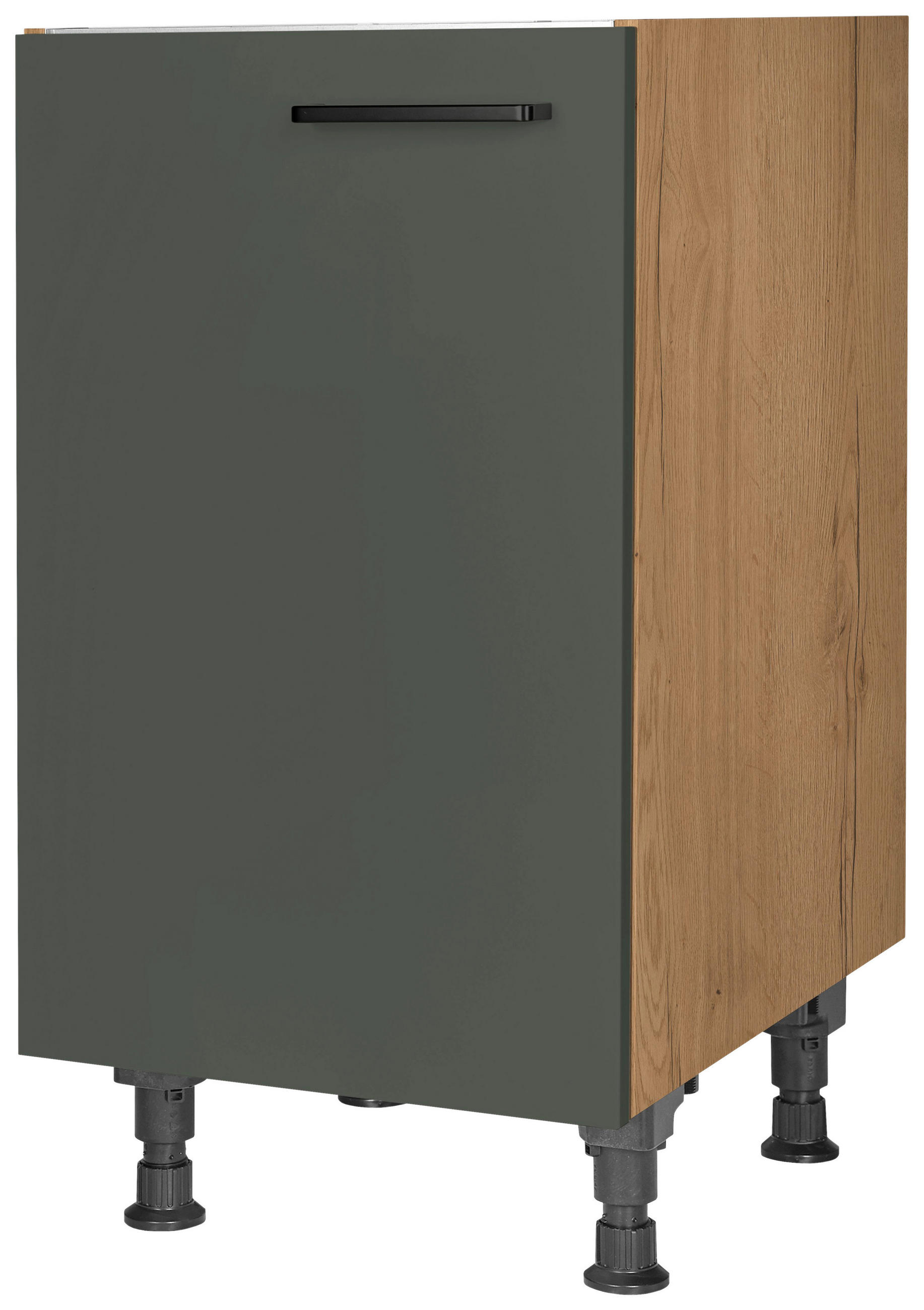SPÜLENUNTERSCHRANK 45/87/56 cm in Grün, Eichefarben - Eichefarben/Schwarz, MODERN, Holzwerkstoff/Metall (45/87/56cm) - Nobilia