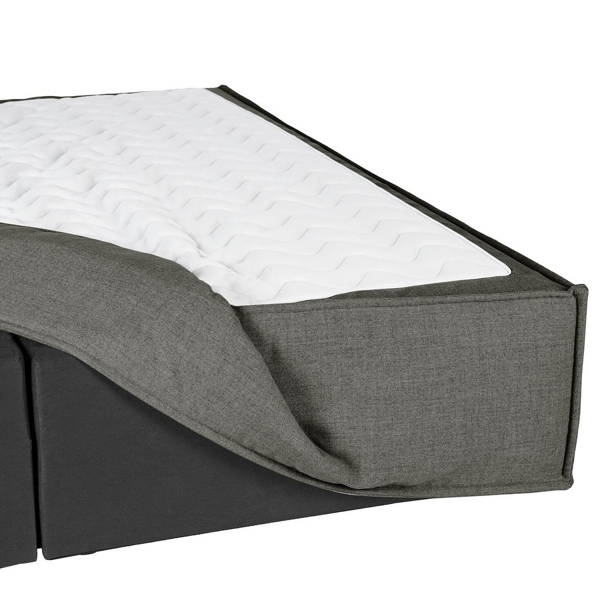 BOXSPRINGBETT 140/200 cm  in Anthrazit  - Anthrazit/Schwarz, Design, Textil (140/200cm) - home24