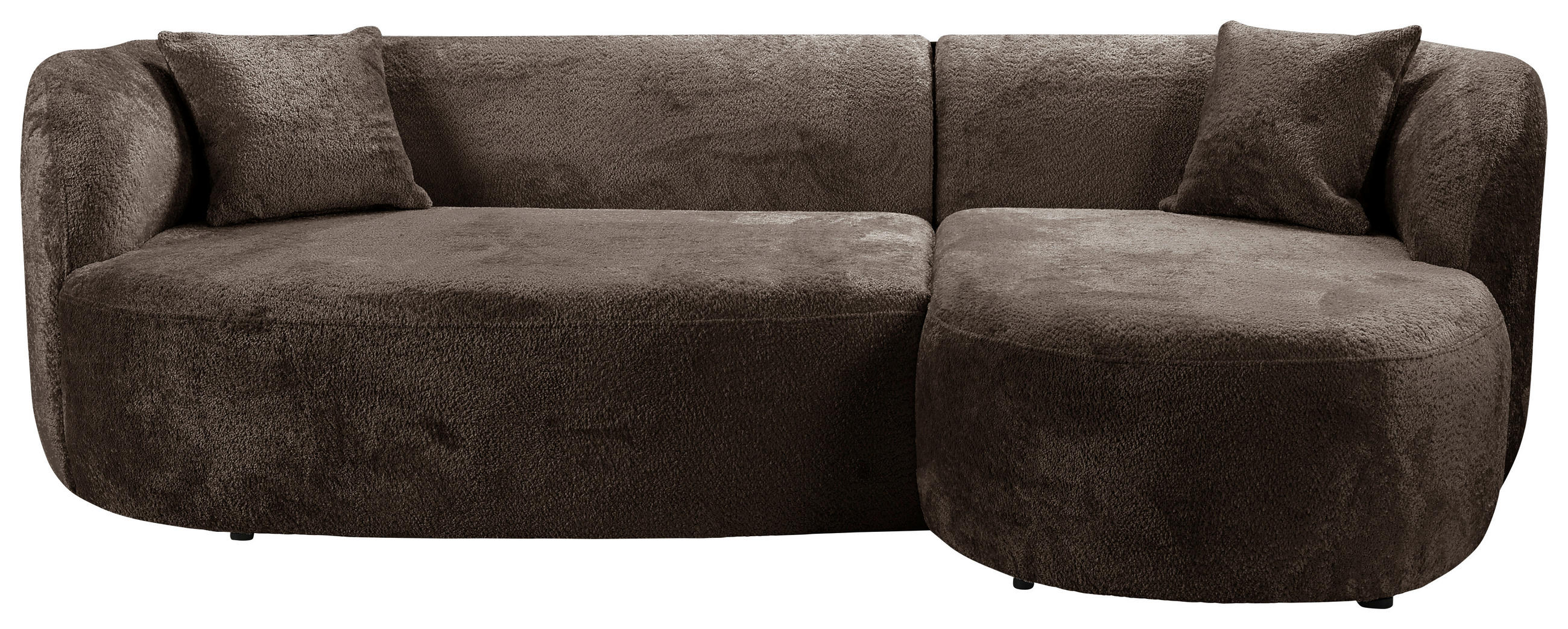 ECKSOFA Braun Bouclé  - Schwarz/Braun, Design, Kunststoff/Textil (264/143cm) - MID.YOU