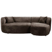ECKSOFA in Bouclé Braun  - Schwarz/Braun, Design, Kunststoff/Textil (264/143cm) - MID.YOU