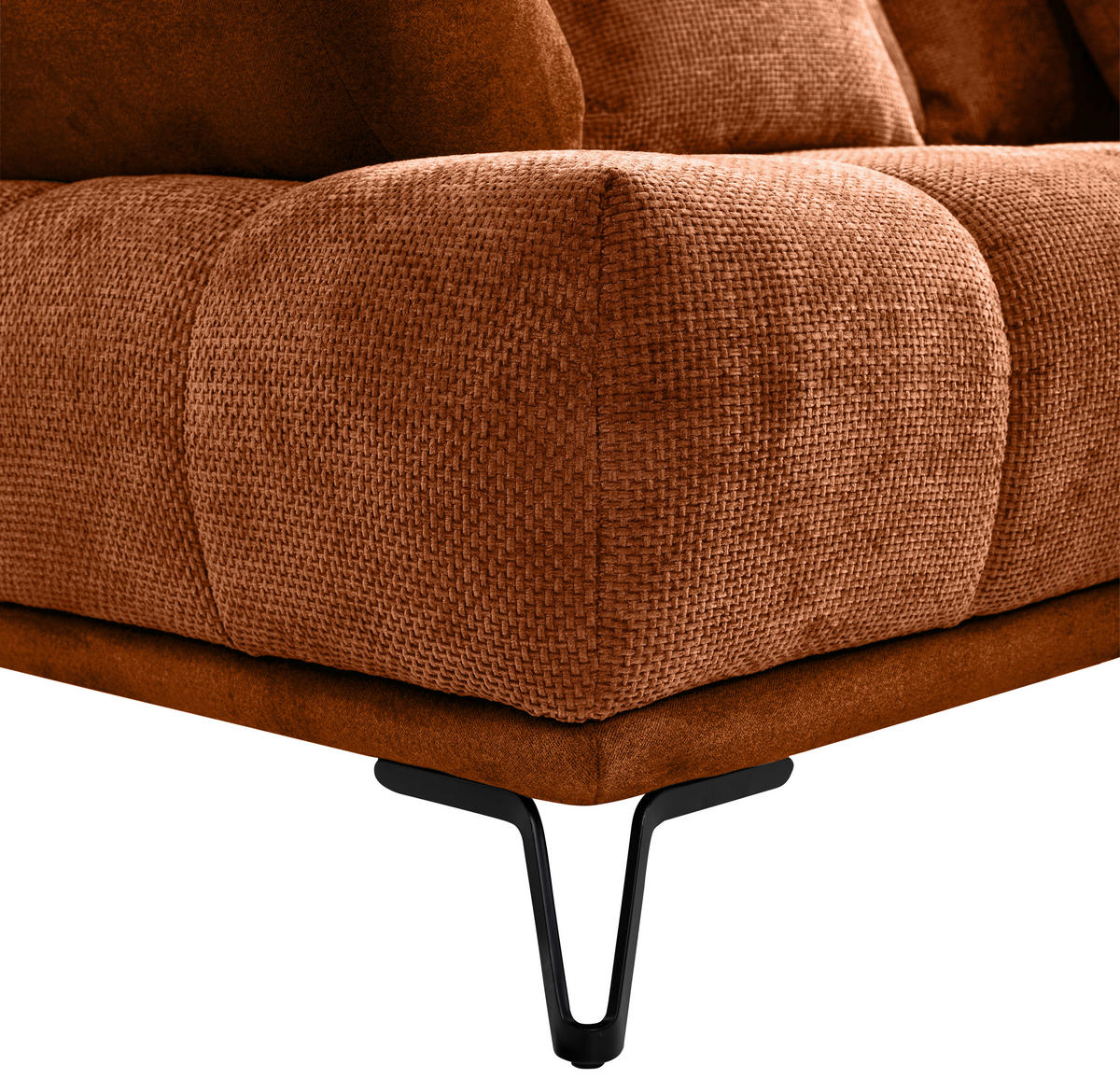 ECKSOFA Kupferfarben Chenille Zierkissen, Rückenkissen, Rücken echt  - Schwarz/Kupferfarben, MODERN, Textil/Metall (262/184cm) - MID.YOU