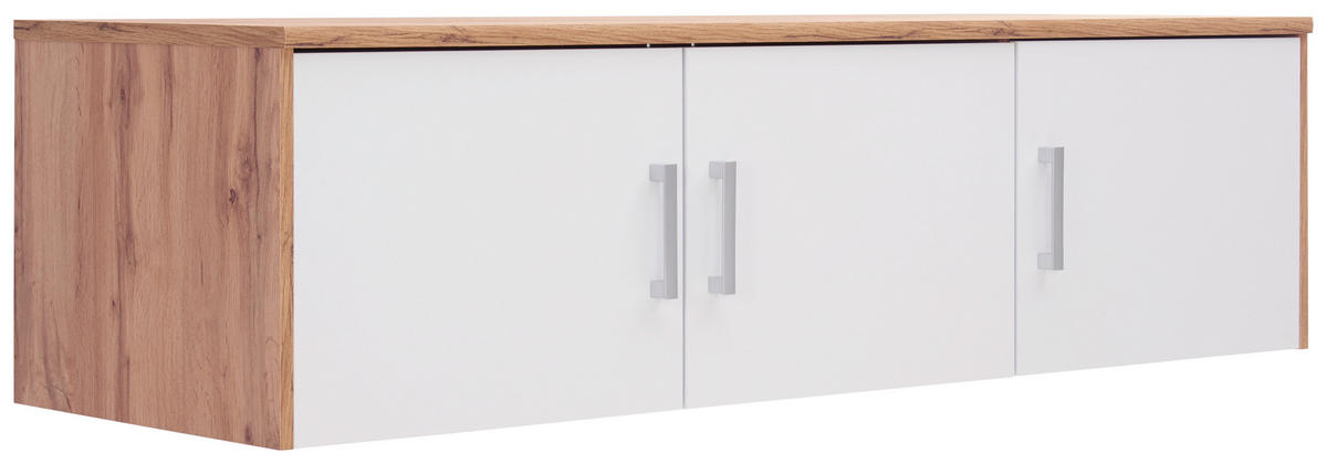 AUFSATZSCHRANK 157/43/54 cm  in  - Silberfarben/Eiche Wotan, Basics, Holzwerkstoff/Kunststoff (157/43/54cm) - Xora