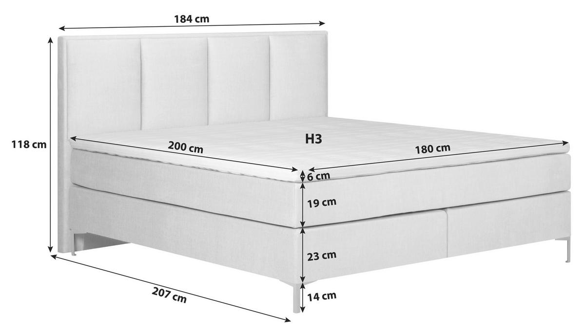 BOXSPRINGBETT 180/200 cm  in Dunkelgrün  - Dunkelgrün/Alufarben, Modern, Textil (180/200cm) - MID.YOU