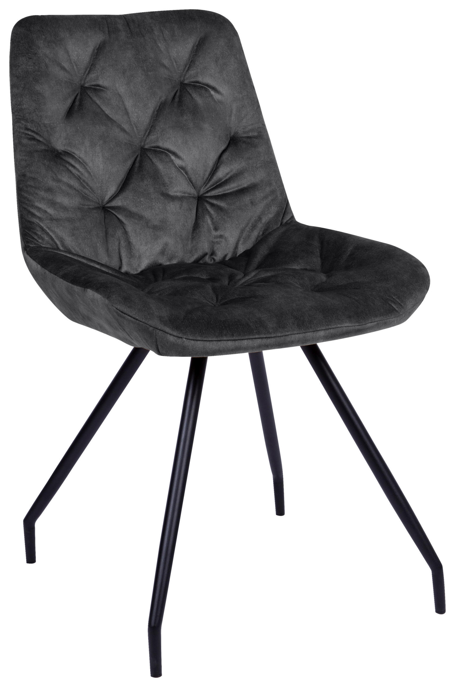 STUHL Samt Grau, Schwarz  - Schwarz/Grau, Design, Textil/Metall (51/88/66cm) - Novel