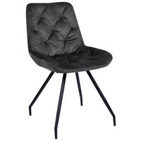 STUHL Samt Grau, Schwarz  - Schwarz/Grau, Design, Textil/Metall (51/88/66cm) - Novel