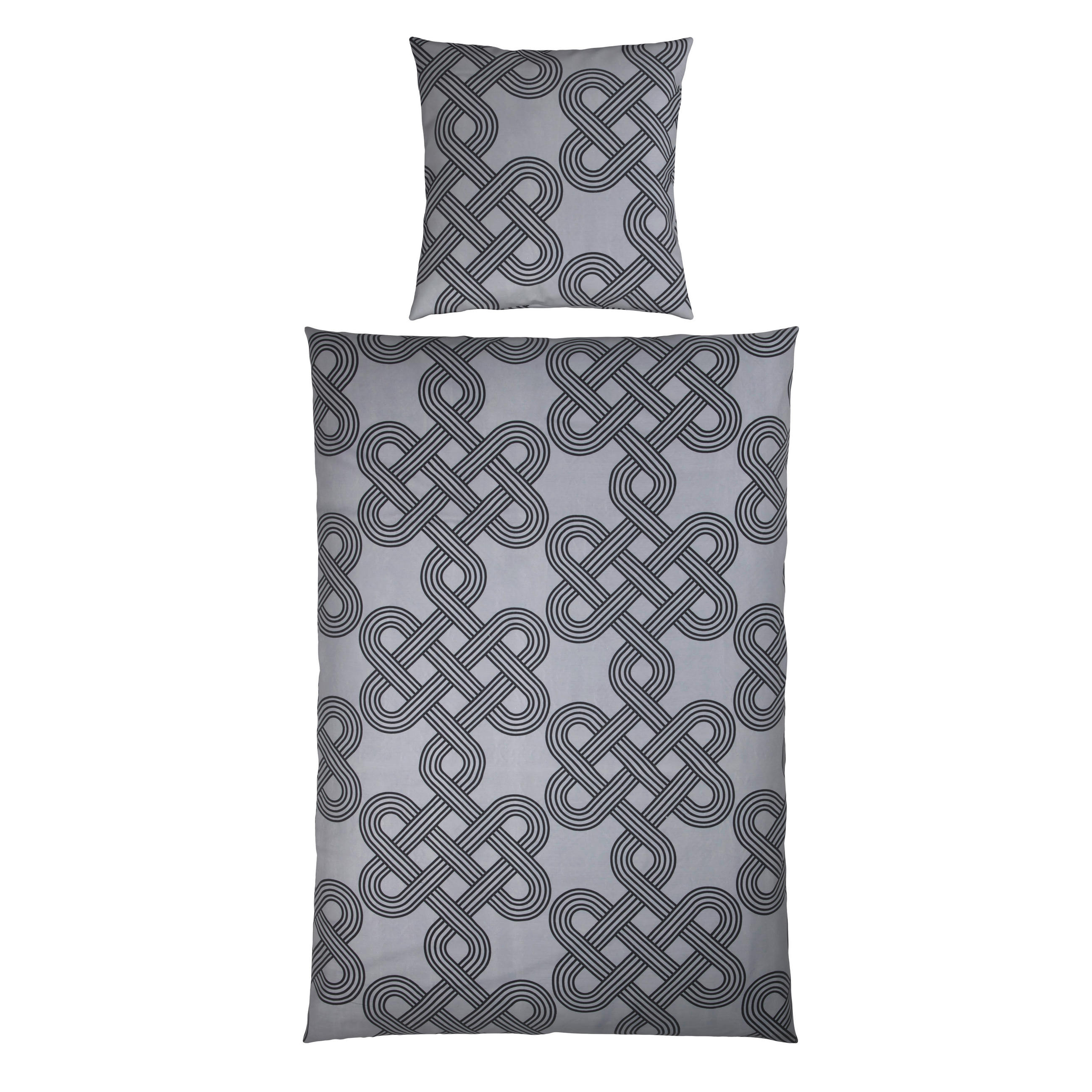 BETTWÄSCHE TIJN Satin 155/220 cm  - Anthrazit/Hellgrau, Design, Textil (155/220cm) - Novel