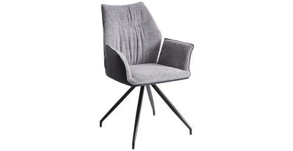 ARMLEHNSTUHL in Eisen Lederlook, Struktur - Hellgrau/Schwarz, Design, Textil/Metall (63/91/60cm) - Carryhome