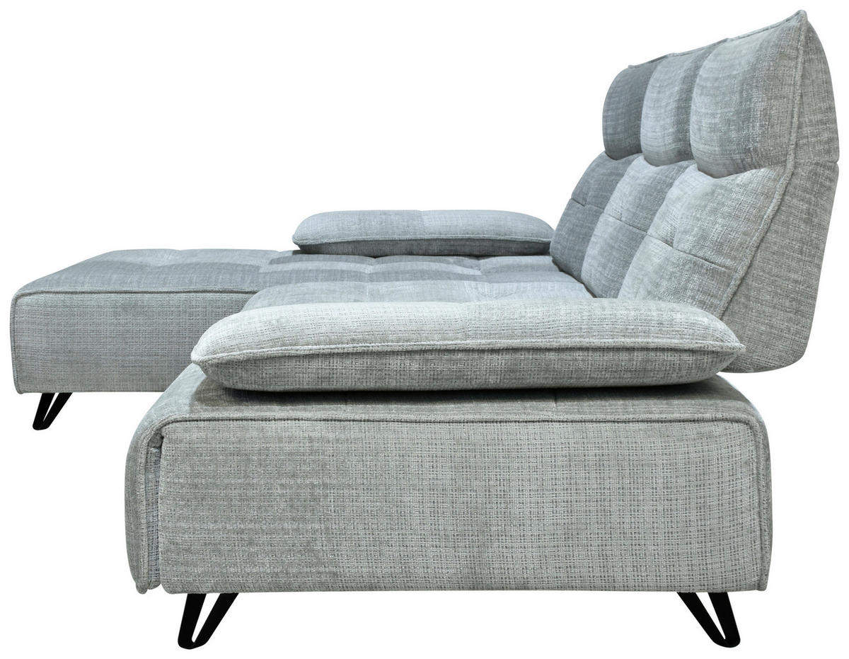 ECKSOFA Hellgrau Chenille  - Hellgrau/Schwarz, Design, Kunststoff/Textil (162/314cm) - Livetastic
