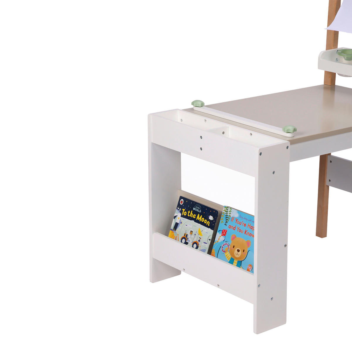 KINDERSCHREIBTISCH MIT STUHL - Buchefarben/Weiß, KONVENTIONELL, Holz/Papier (88/71/100cm)