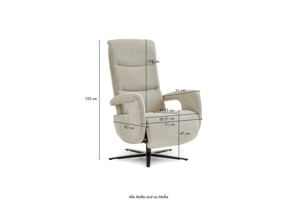 RELAXSESSEL Dieter Knoll Chenille    - Hellgrau/Schwarz, Design, Textil/Metall (71/110/83cm) - Dieter Knoll