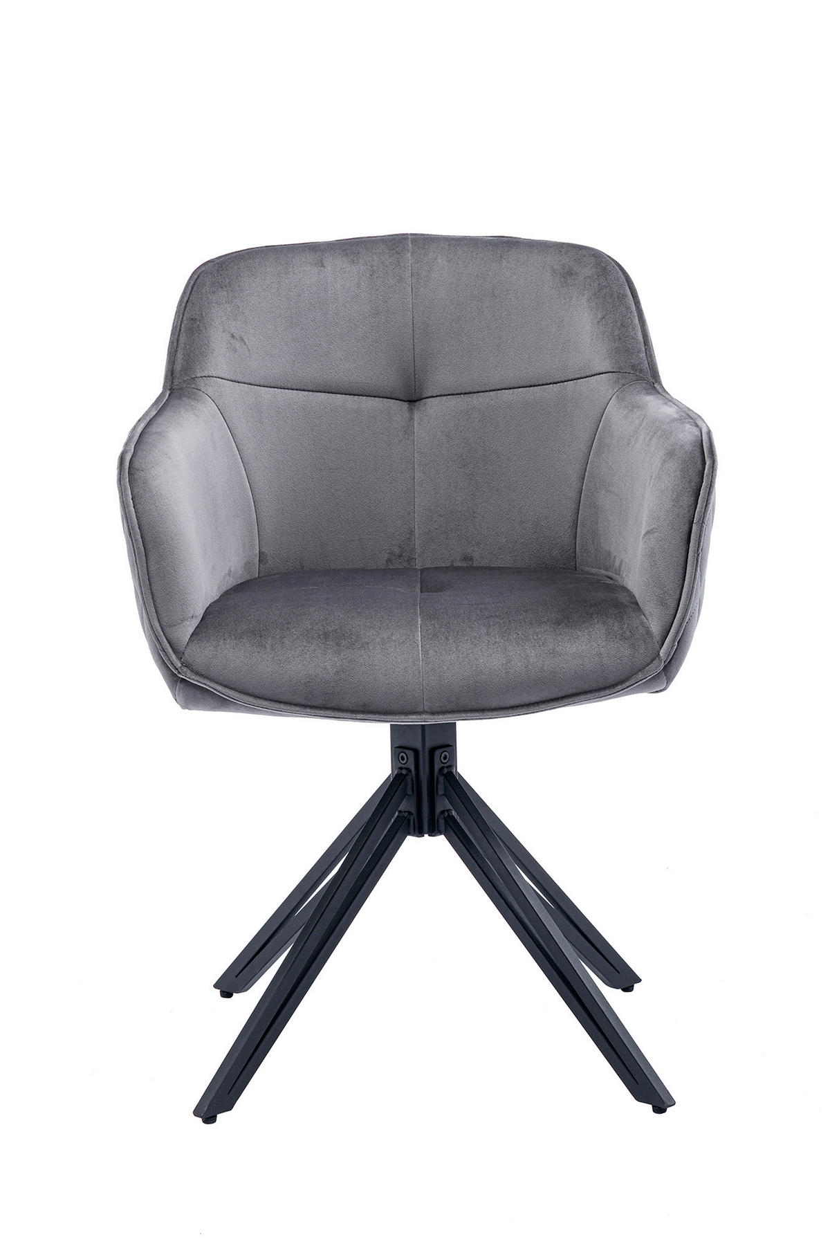 DREHSTUHL  in Samt Grau  - Schwarz/Grau, MODERN, Textil/Metall (59/83/60cm) - Livetastic