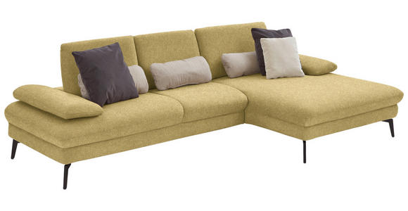 ECKSOFA in Chenille, Mikrofaser Hellgrün  - Schwarz/Hellgrün, Design, Textil/Metall (299/157cm) - Dieter Knoll