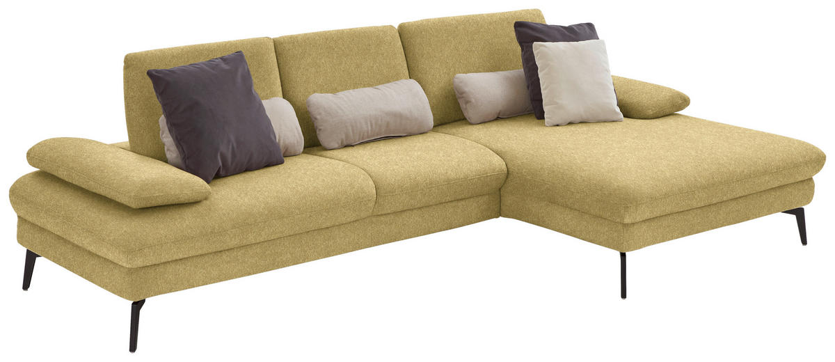 ECKSOFA in Chenille, Mikrofaser Hellgrün  - Schwarz/Hellgrün, Design, Textil/Metall (299/157cm) - Dieter Knoll