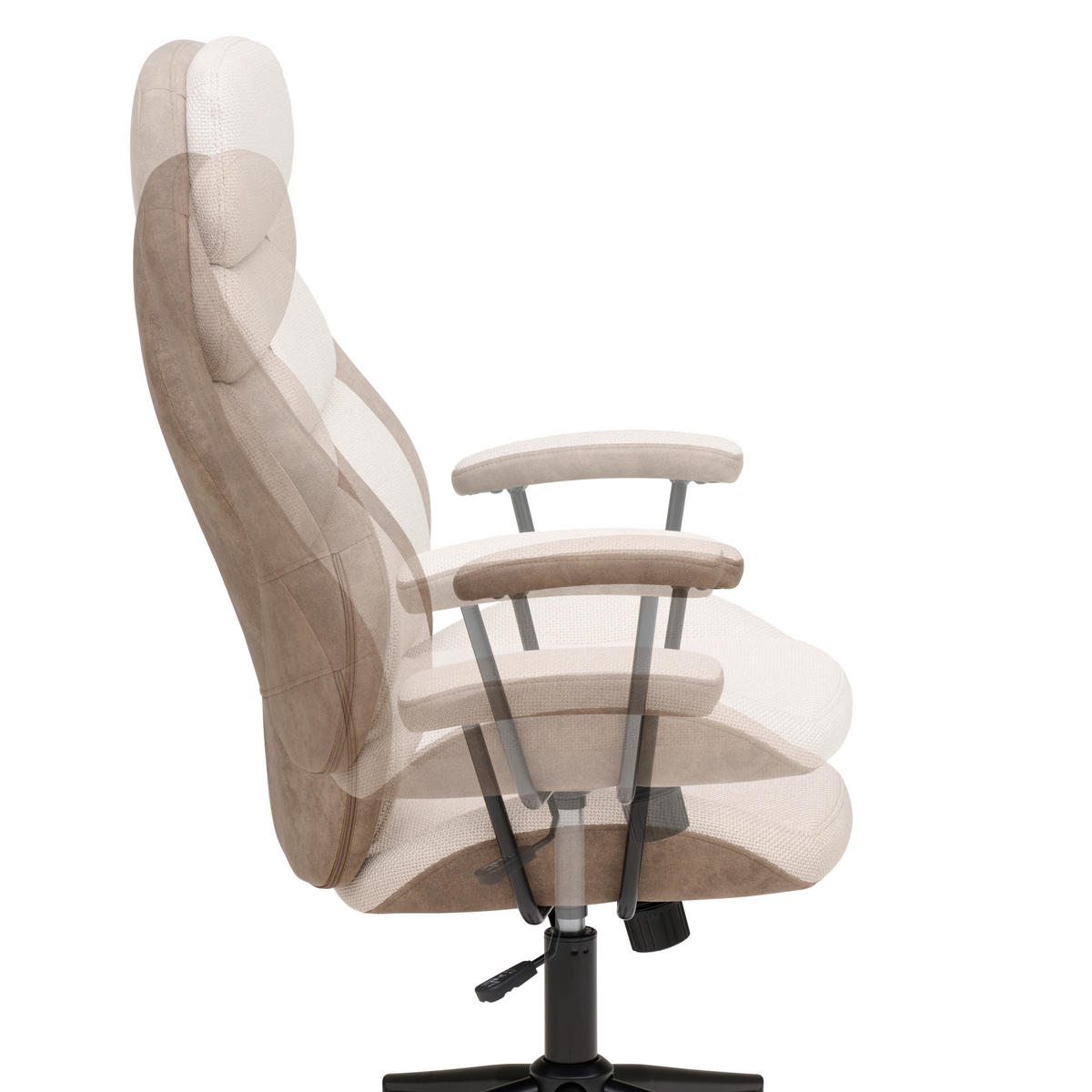 OTOČNÁ STOLIČKA, tkaná textília, béžová - čierna/béžová, Modern, kov/textil (64/103-113/66cm) - MID.YOU