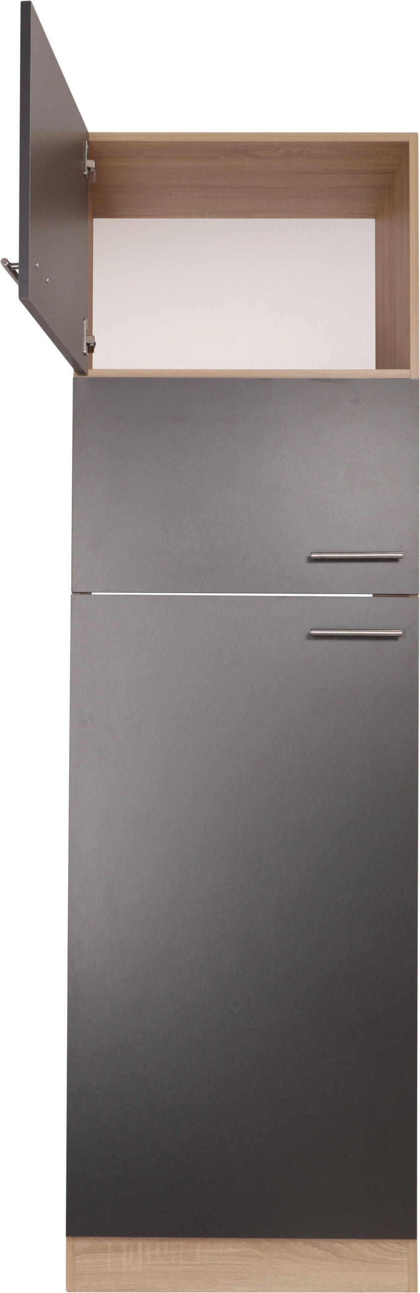 GERÄTEUMBAUSCHRANK 60/200/60 cm  in Grau, Eichefarben  - Eichefarben/Silberfarben, Basics, Holzwerkstoff/Metall (60/200/60cm) - Respekta