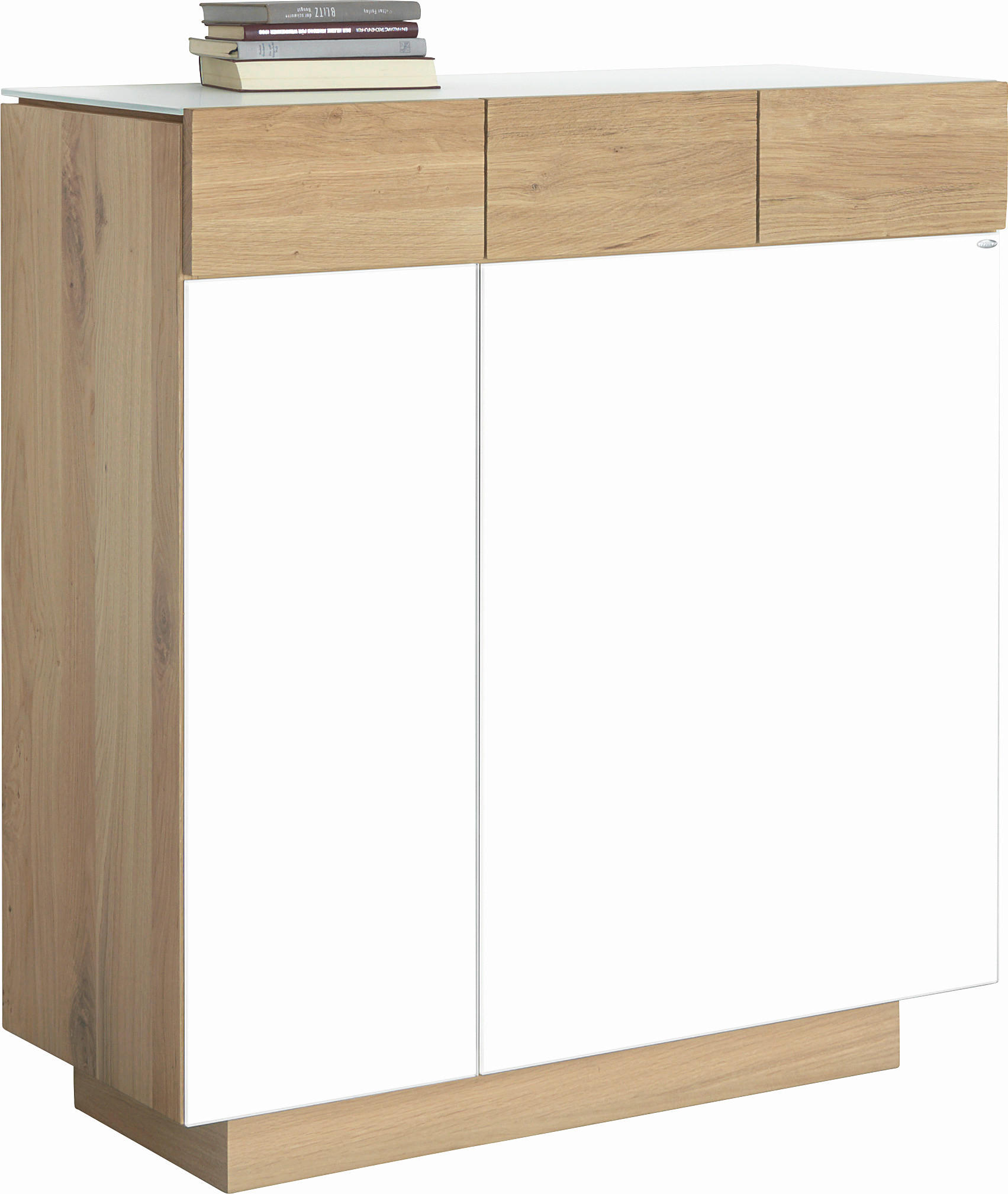 SCHUHSCHRANK Wildeiche massiv Eichefarben, Beige  - Eichefarben/Beige, Design, Glas/Holz (96/106/42,5cm) - Voglauer