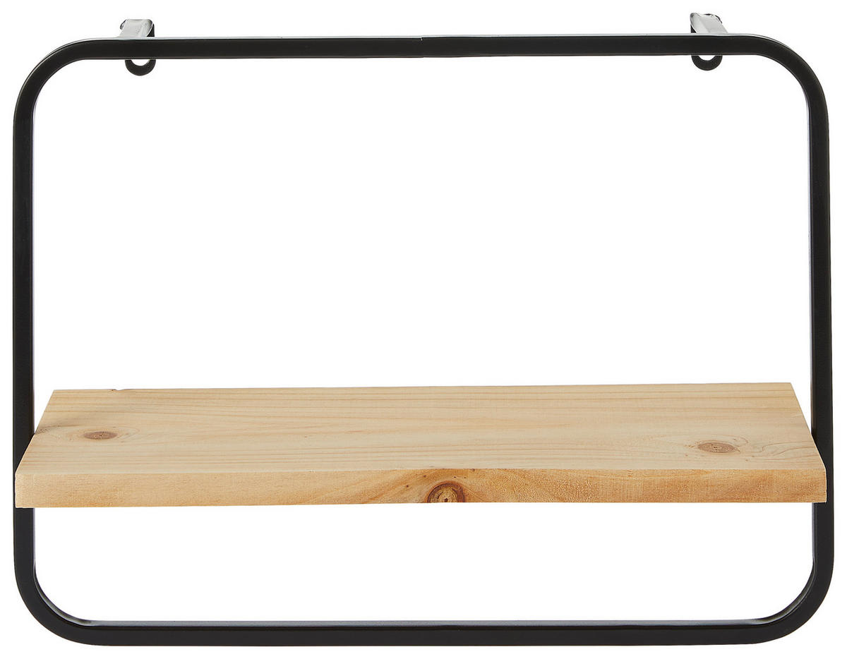 WANDREGAL  - Schwarz, Basics, Holz/Metall (40/15/30cm) - Ambia Home
