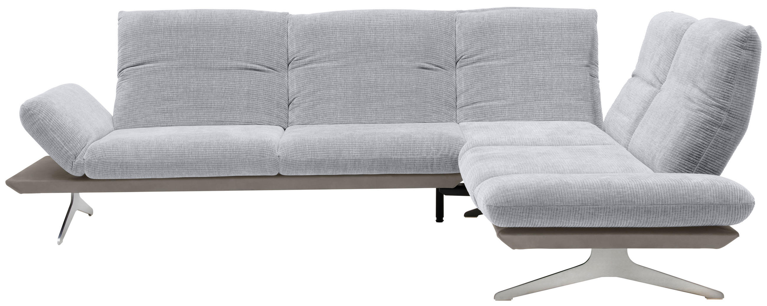 ECKSOFA in Flachgewebe Grau  277/209 cm  - Edelstahlfarben/Grau, Design, Textil/Metall (277/209cm) - Koinor