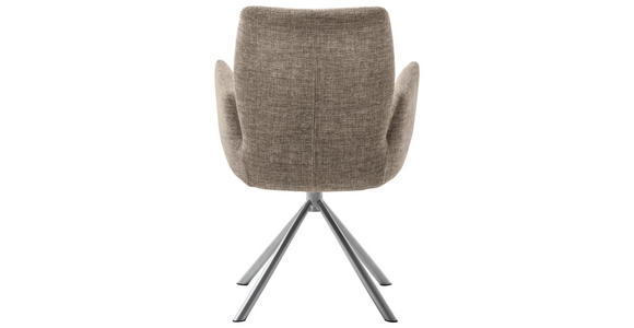 ARMLEHNSTUHL in Edelstahl Flachgewebe - Edelstahlfarben/Cappuccino, Design, Textil/Metall (60/87/61cm) - Novel