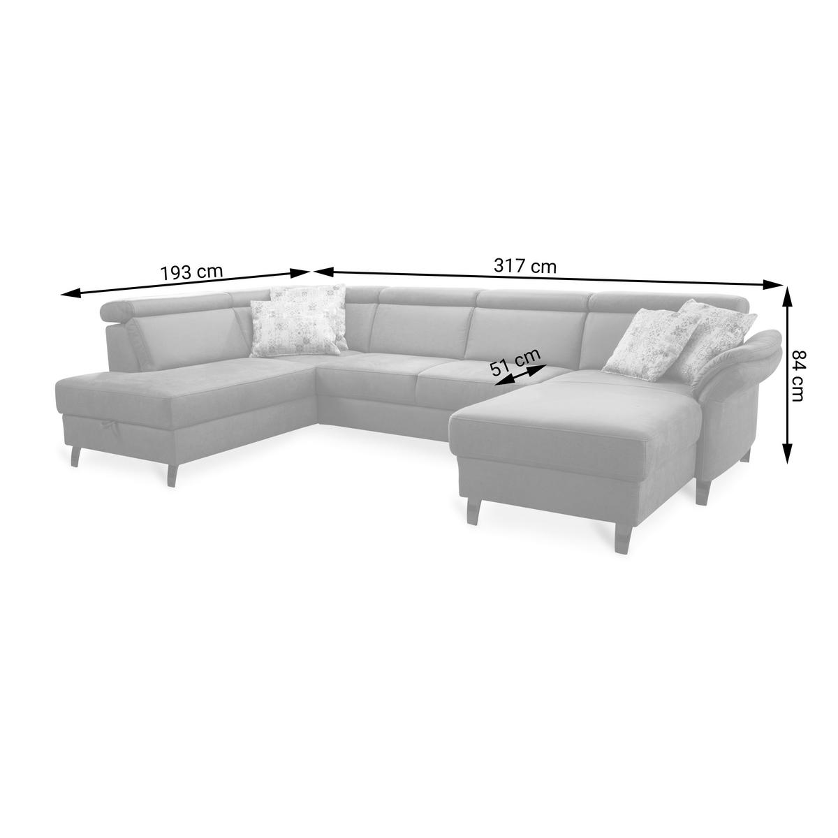 WOHNLANDSCHAFT in Mikrofaser Anthrazit  - Anthrazit/Schwarz, Konventionell, Textil/Metall (193/317/165cm) - Sit & More
