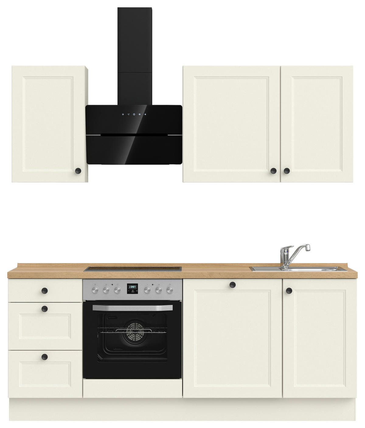 KÜCHENLEERBLOCK 210 cm   in Weiß, Eichefarben  - Eichefarben/Schwarz, MODERN, Holzwerkstoff/Metall (210cm) - Nobilia