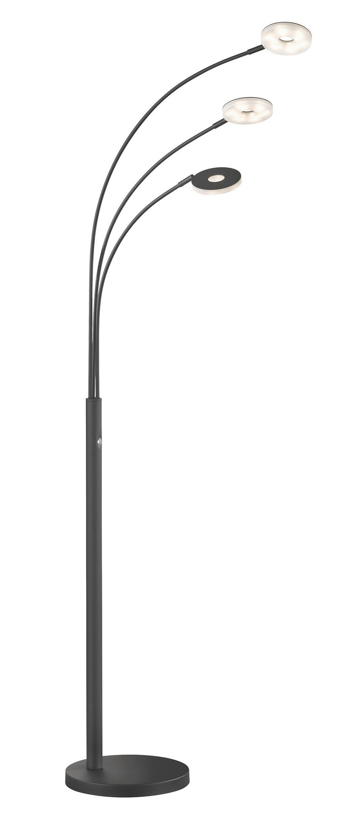 STOJACÍ OBLOUKOVÉ SVÍTIDLO, 45/185 cm  - černá, Design, kov/sklo (45/185cm) - Fischer & Honsel