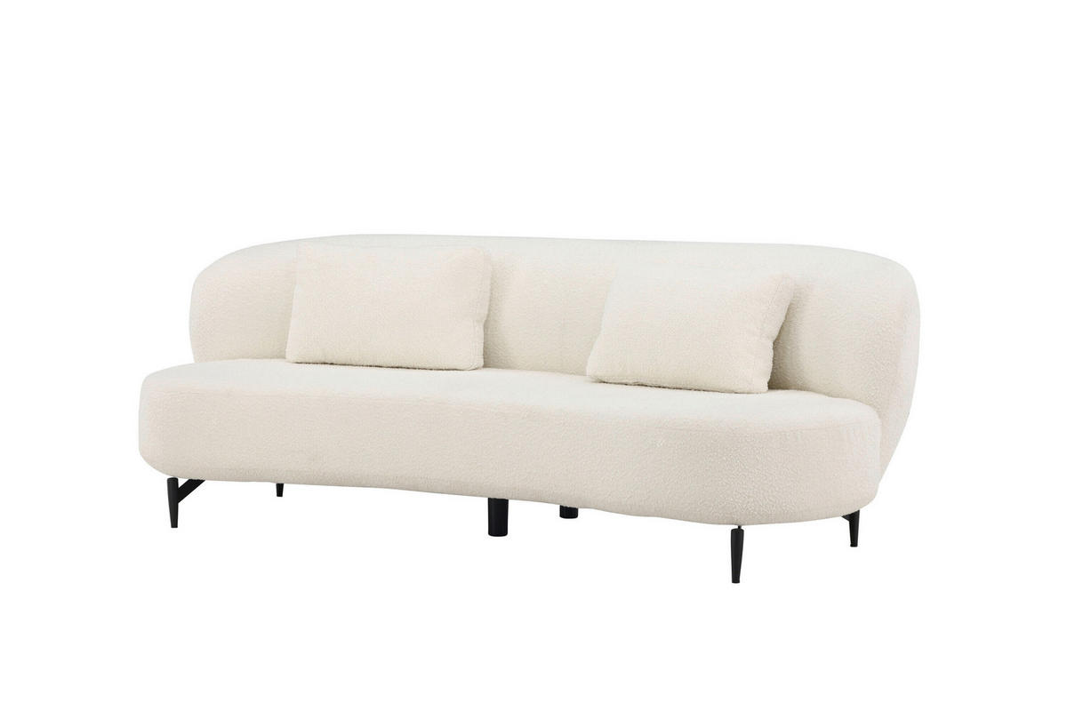 3-SITZER-SOFA Schwarz, Weiß  - Schwarz/Weiß, MODERN, Textil/Metall (224/80/100cm) - Livetastic