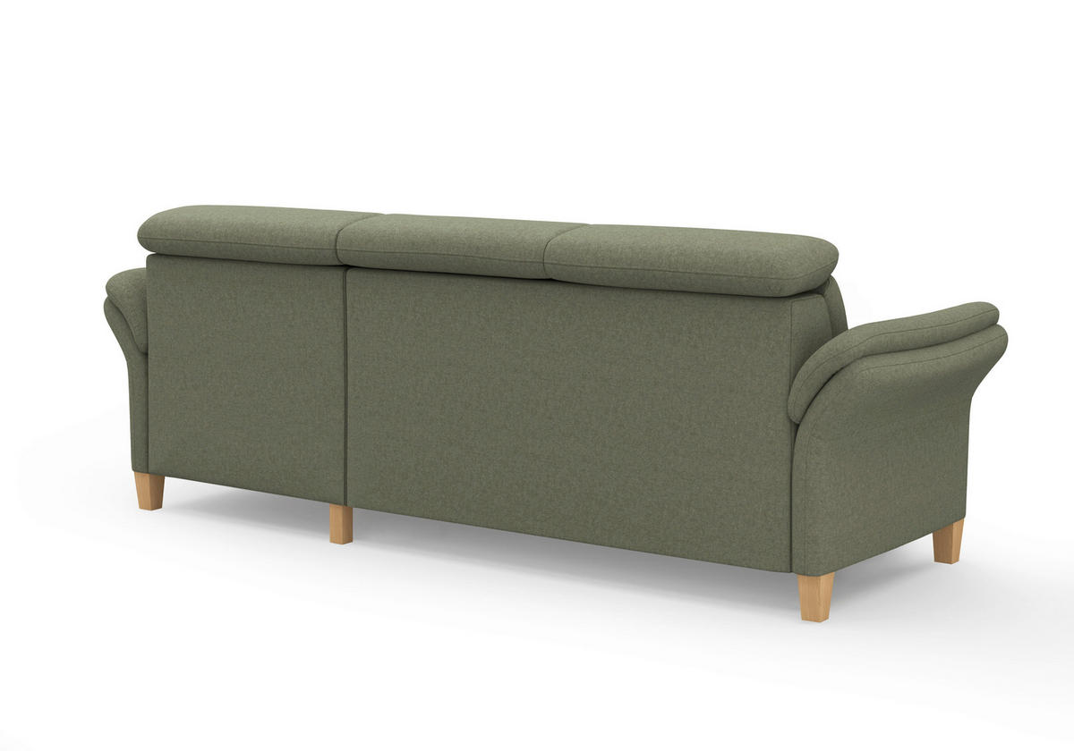 ECKSOFA GLENDALE E Olivgrün Flachgewebe  - Eichefarben/Olivgrün, KONVENTIONELL, Holz/Textil (253/166cm) - Sit & More