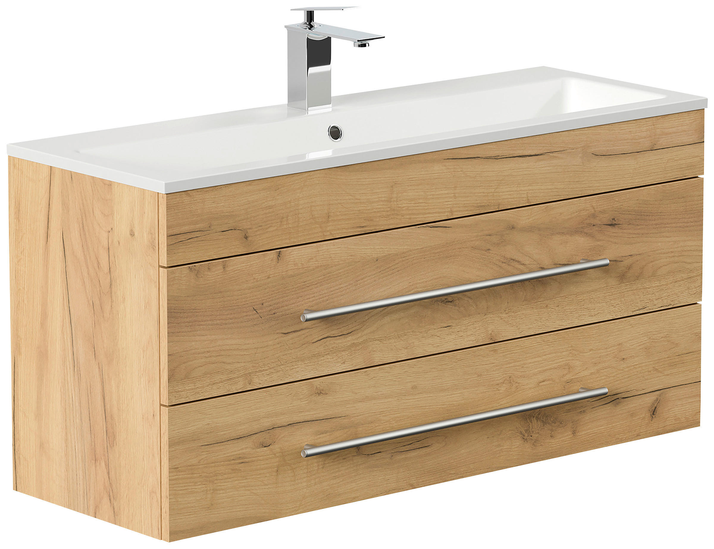 BADEZIMMER  in 100 cm  - Eichefarben/Silberfarben, MODERN, Keramik/Holzwerkstoff (100cm) - MID.YOU