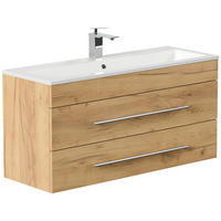 WASCHTISCHKOMBI 100 cm  - Eichefarben/Silberfarben, MODERN, Keramik/Holzwerkstoff (100cm) - MID.YOU