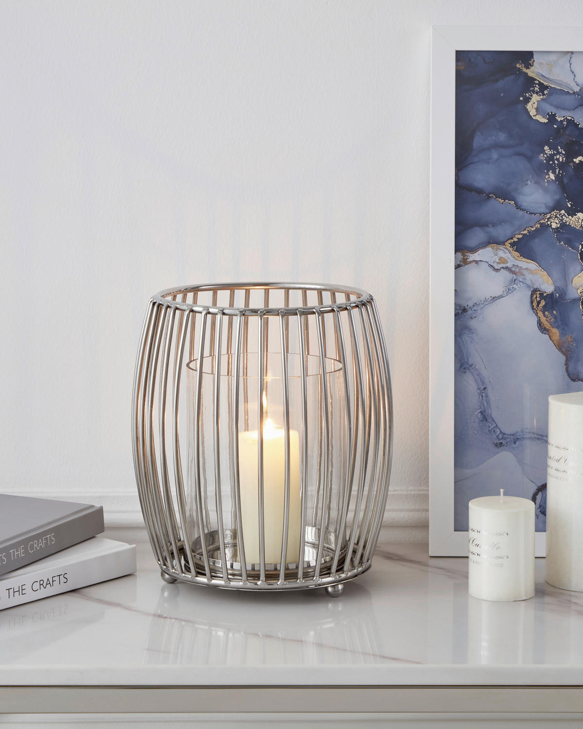 WINDLICHT - Chromfarben, LIFESTYLE, Glas/Metall (20,5/22,5cm)