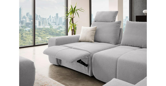 ECKSOFA in Velours Silberfarben 326/236 cm - Silberfarben/Schwarz, Design, Kunststoff/Textil (326/236cm) - Xora