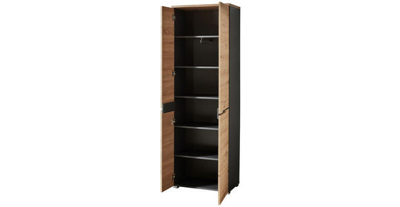 GARDEROBENSCHRANK in 65/198/38 cm - Graphitfarben/Eiche Artisan, Design, Holzwerkstoff (65/198/38cm) - Voleo