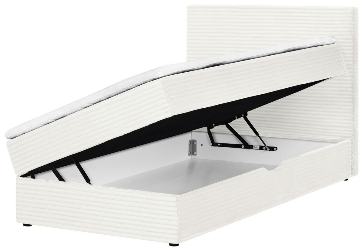 BOXBETT 120/200 cm,  in Naturfarben, Matratze, Bettkasten, Topper, H3 = fest  - Schwarz/Naturfarben, Trend, Kunststoff/Textil (120/200cm) - Boxxx