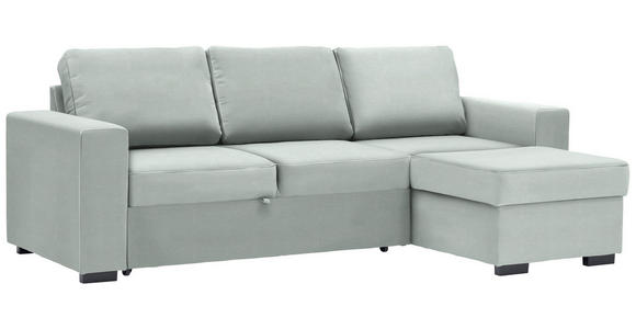 ECKSOFA in Velours Mintgrün  - Schwarz/Mintgrün, Design, Kunststoff/Textil (244/157cm) - Carryhome