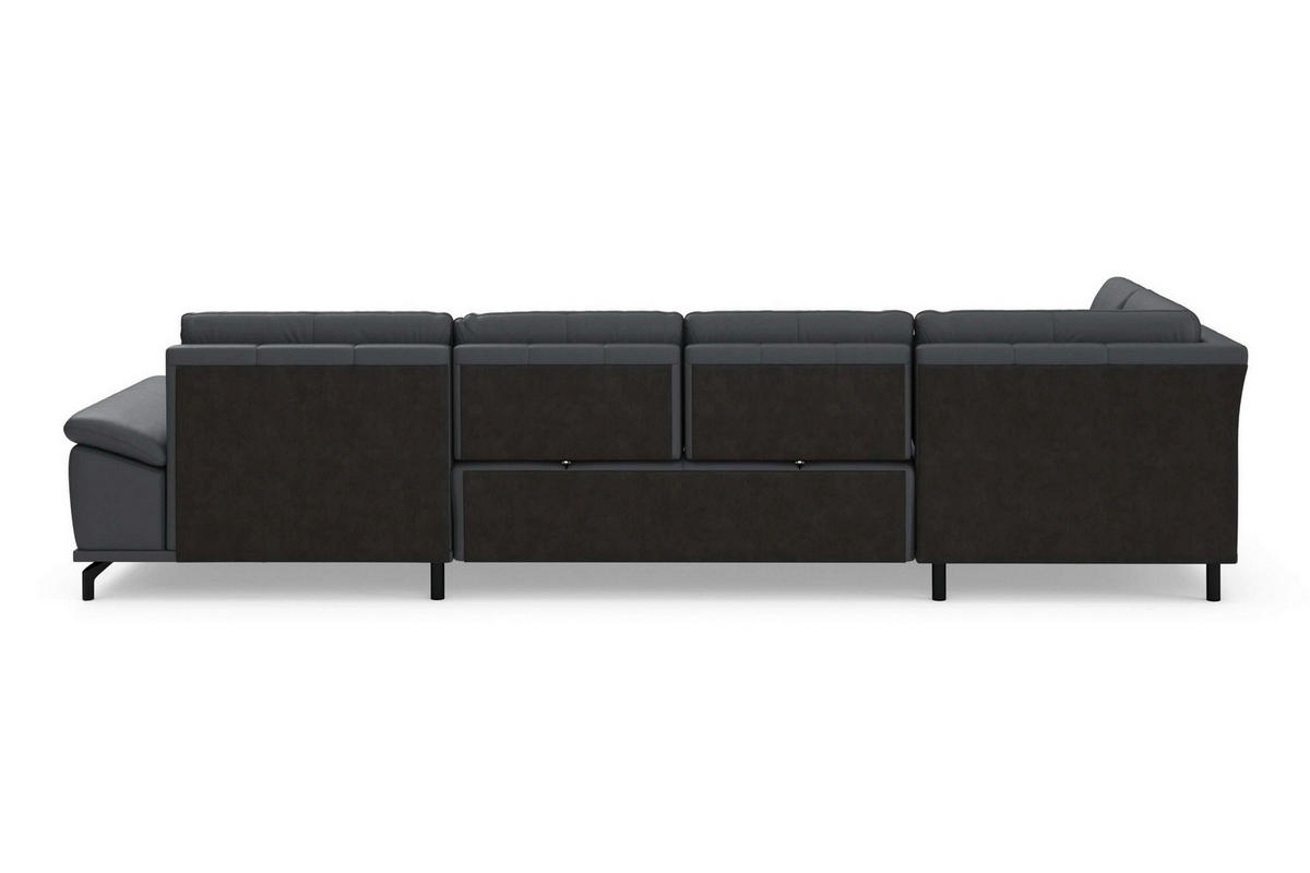 SEDACÍ SOUPRAVA, kůže, černá - černá, Basics, kov/textil (223/363/176cm) - Sit & More