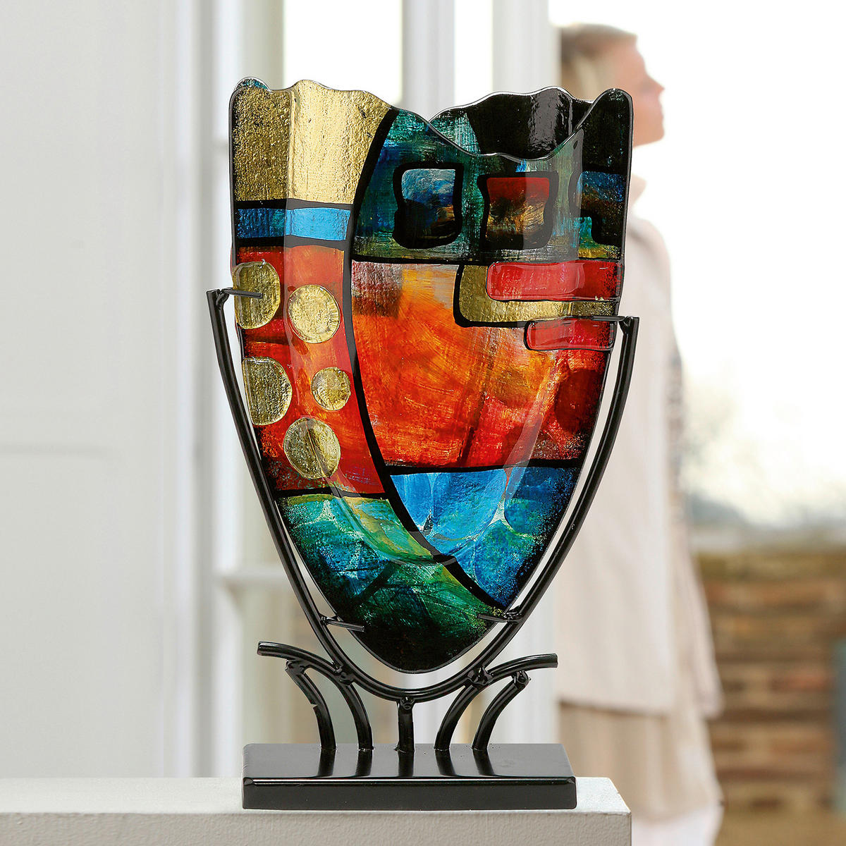 VASE  - Multicolor, Basics, Glas/Metall (29/47,5/10,5cm)