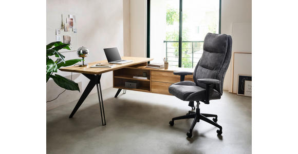 ECKSCHREIBTISCH 160/160/75 cm  in Eichefarben  - Eichefarben/Schwarz, Natur, Holz/Metall (160/160/75cm) - Linea Natura