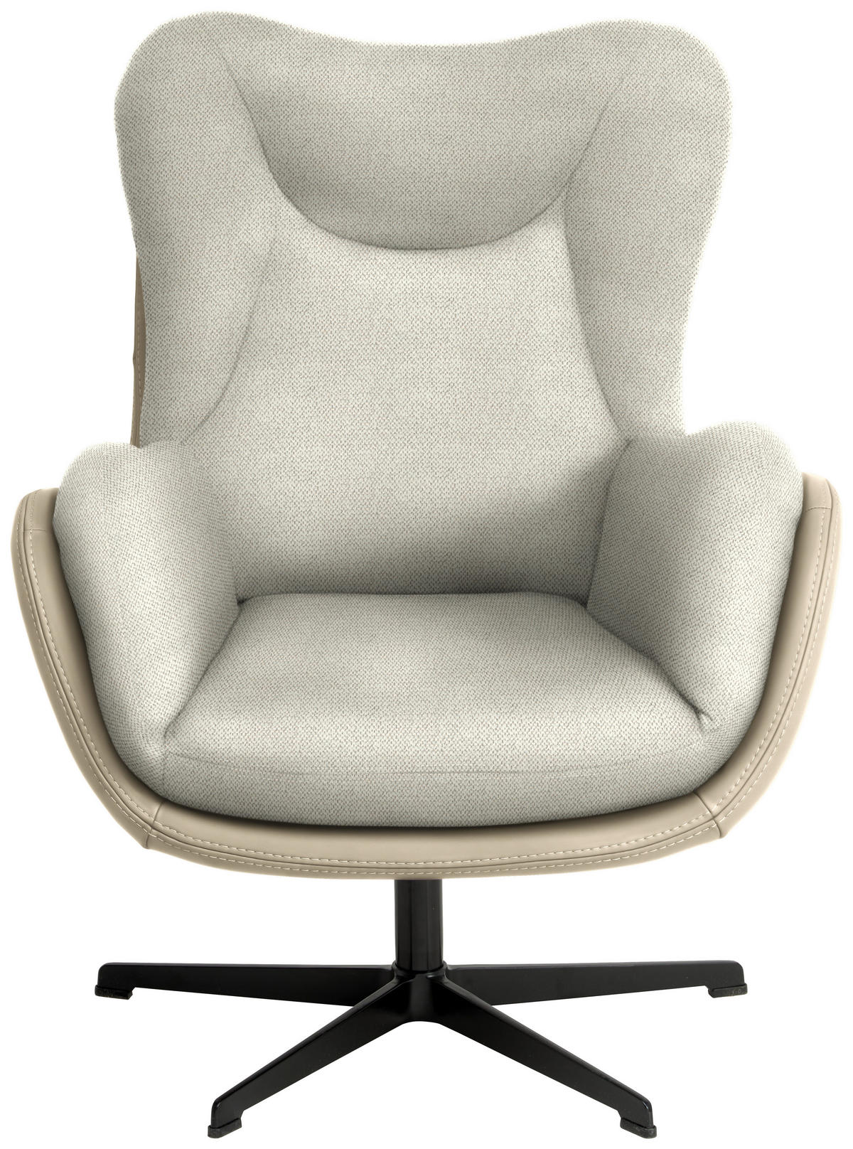 SESSEL in Chenille, Struktur Echtleder Creme  - Creme/Schwarz, Design, Leder/Textil (80/97/89cm) - Schöner Wohnen