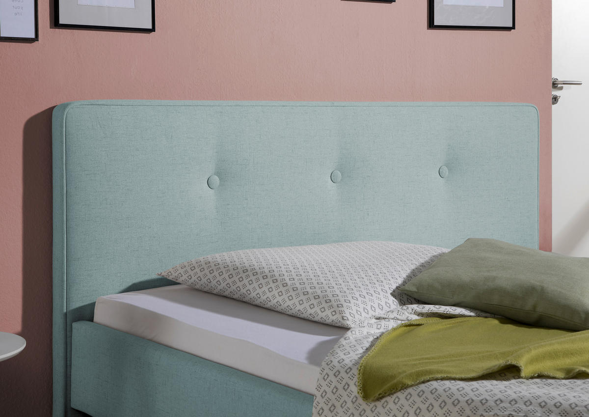 POLSTERBETT 140/200 cm,  in Petrol,  - Petrol/Naturfarben, MODERN, Holz/Textil (140/200cm) - Livetastic