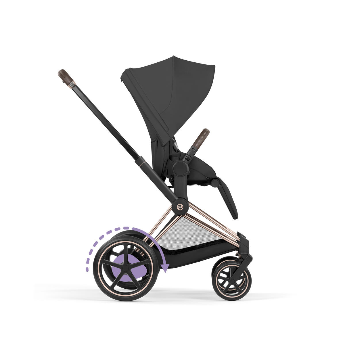 KOMBIKINDERWAGEN  ePRIAM Comfort Rosegold  Sepia Black  - Roségold/Schwarz, Basics, Kunststoff/Textil (84-93,5/60/100-109cm) - cybex PLATINUM