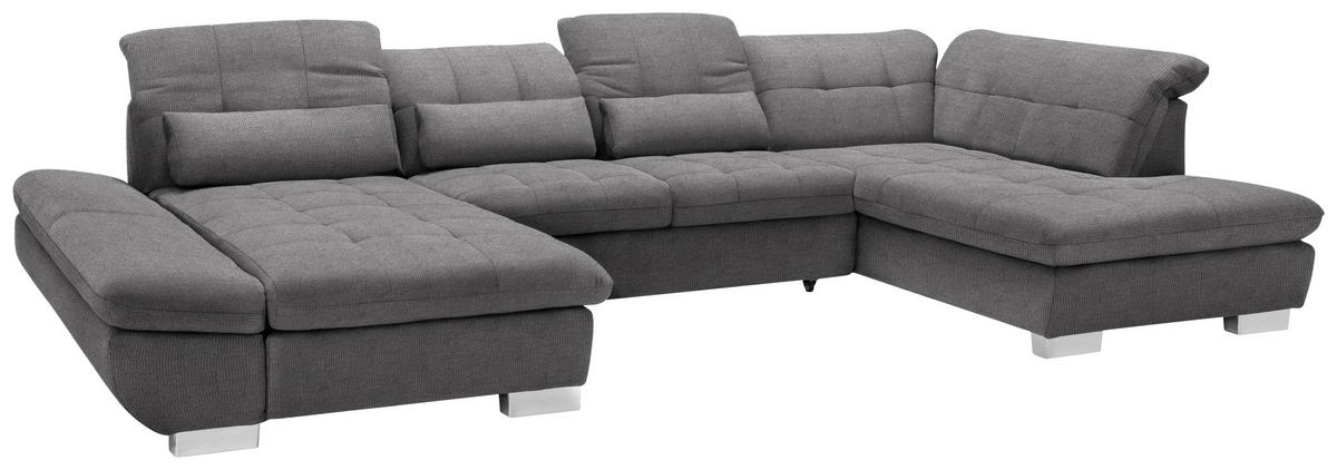 WOHNLANDSCHAFT in Mikrofaser Grau  - Chromfarben/Grau, Design, Kunststoff/Textil (204/350/211cm) - Xora