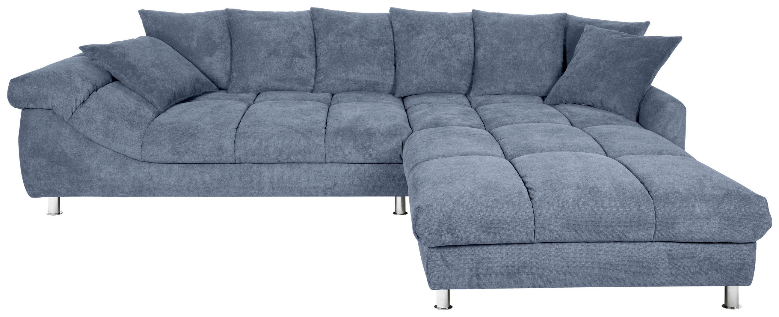 ECKSOFA in Webstoff Blau, Grau  337/228 cm  - Blau/Grau, Design, Textil/Metall (337/228cm) - Carryhome