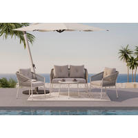 GARTENMÖBEL-SET  4-teilig  - Dunkelgrau/Beige, Modern, Textil/Metall - Ambia Garden