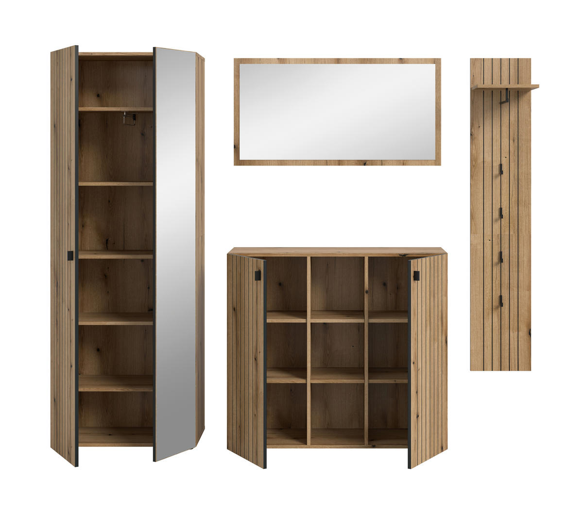 GARDEROBE 4-teilig  in 237/192/37 cm  - Eichefarben, Design, Holzwerkstoff (237/192/37cm) - MID.YOU
