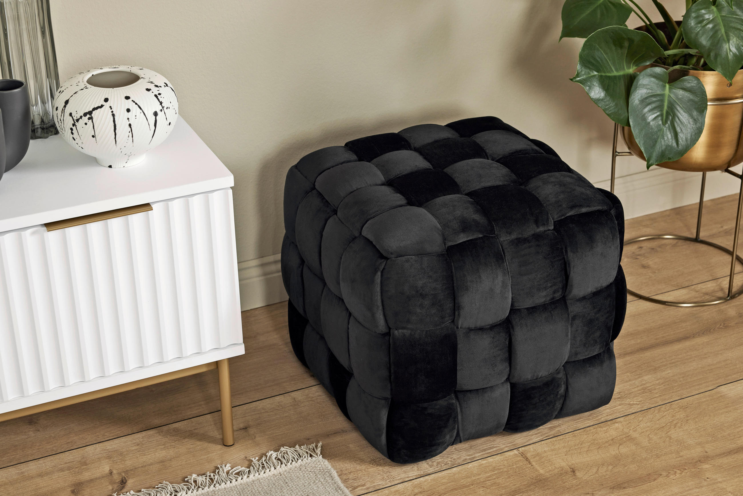 SITZWÜRFEL in Schwarz Textil  - Schwarz, MODERN, Textil (50/43/50cm)